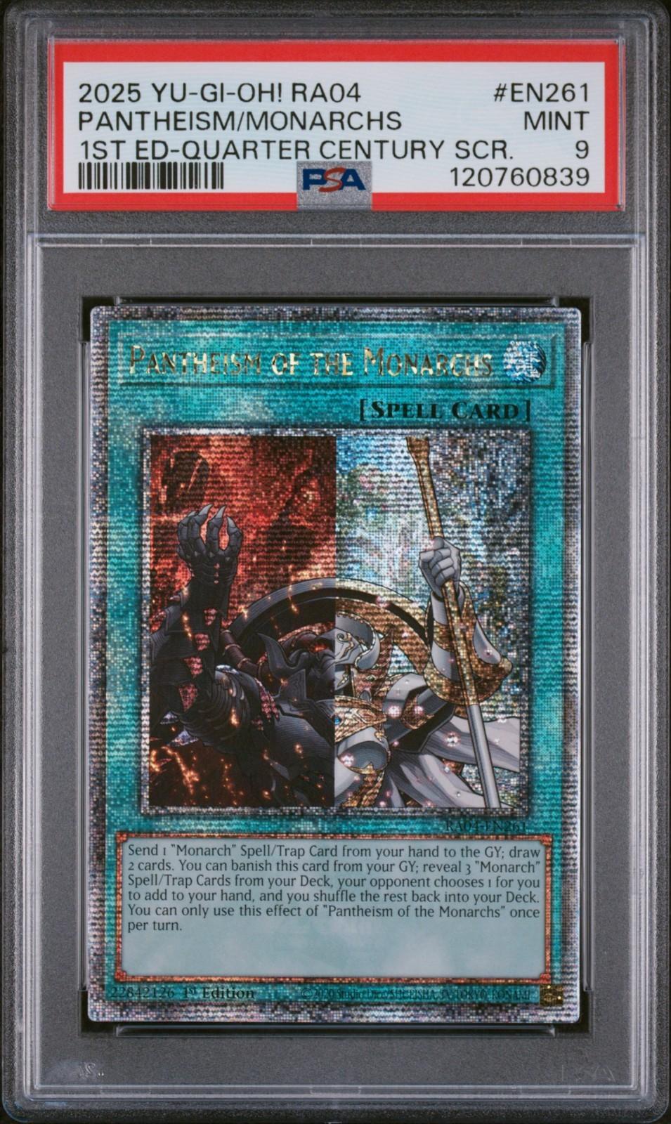 Pantheism of the Monarchs - Quarter Century Secret Rare RA04-EN261 1st Edition (PSA 9)